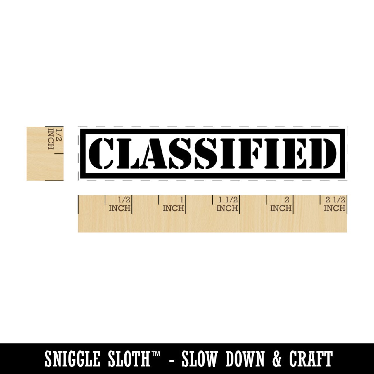 Classified Fun Text Rectangle Rubber Stamp for Stamping Crafting